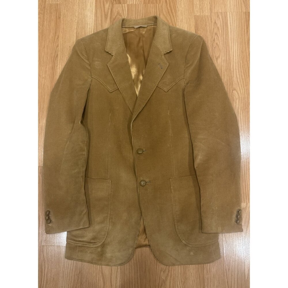 Vintage L-Bar-H Western Corduroy Sport Coat‎ Blazer Tan Western USA Made 38R